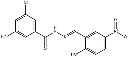 3,5-dihydroxy-N'-{2-hydroxy-5-nitrobenzylidene}benzohydrazide Struktur