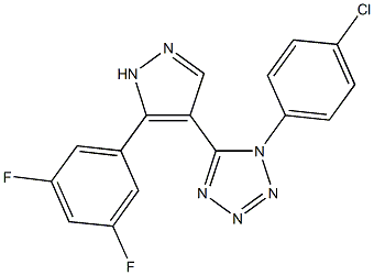 1-(4-chlorophenyl)-5-[5-(3,5-difluorophenyl)-1H-pyrazol-4-yl]-1H-tetraazole Struktur