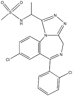 N-{1-[8-chloro-6-(2-chlorophenyl)-4H-[1,2,4]triazolo[4,3-a][1,4]benzodiazepin-1-yl]ethyl}methanesulfonamide Struktur