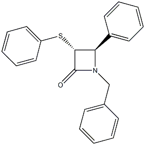 1-benzyl-4-phenyl-3-(phenylsulfanyl)-2-azetidinone Struktur