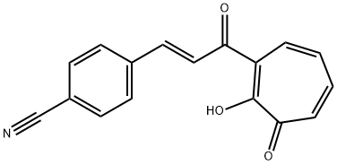 4-[3-(2-hydroxy-3-oxo-1,4,6-cycloheptatrien-1-yl)-3-oxo-1-propenyl]benzonitrile Struktur