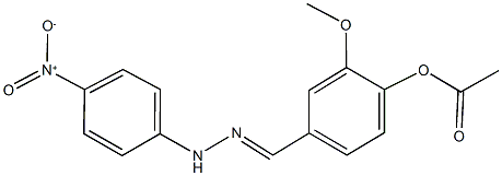 4-(2-{4-nitrophenyl}carbohydrazonoyl)-2-methoxyphenyl acetate Struktur