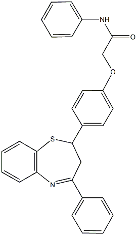 N-phenyl-2-[4-(4-phenyl-2,3-dihydro-1,5-benzothiazepin-2-yl)phenoxy]acetamide Struktur