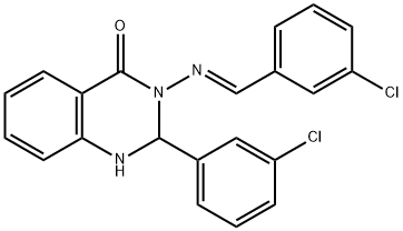 3-[(3-chlorobenzylidene)amino]-2-(3-chlorophenyl)-2,3-dihydro-4(1H)-quinazolinone Struktur