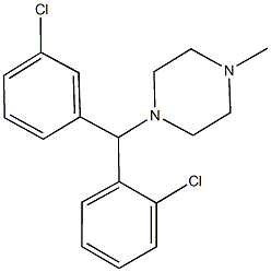 1-[(2-chlorophenyl)(3-chlorophenyl)methyl]-4-methylpiperazine Struktur