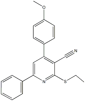 2-(ethylsulfanyl)-4-(4-methoxyphenyl)-6-phenylnicotinonitrile Struktur