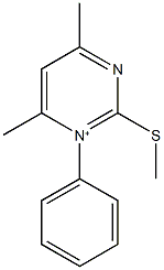 4,6-dimethyl-2-(methylsulfanyl)-1-phenylpyrimidin-1-ium Struktur