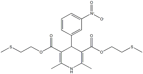 bis[2-(methylsulfanyl)ethyl] 4-{3-nitrophenyl}-2,6-dimethyl-1,4-dihydro-3,5-pyridinedicarboxylate Struktur