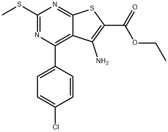 ethyl 5-amino-4-(4-chlorophenyl)-2-(methylsulfanyl)thieno[2,3-d]pyrimidine-6-carboxylate Struktur