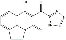 6-hydroxy-5-(1H-tetraazol-5-ylcarbonyl)-1,2-dihydro-4H-pyrrolo[3,2,1-ij]quinolin-4-one Struktur