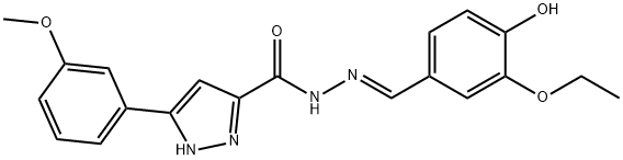 N'-(3-ethoxy-4-hydroxybenzylidene)-3-(3-methoxyphenyl)-1H-pyrazole-5-carbohydrazide Struktur