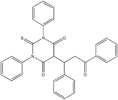 5-(3-oxo-1,3-diphenylpropyl)-1,3-diphenyl-2-thioxodihydro-4,6(1H,5H)-pyrimidinedione Struktur