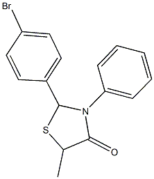 2-(4-bromophenyl)-5-methyl-3-phenyl-1,3-thiazolidin-4-one Struktur