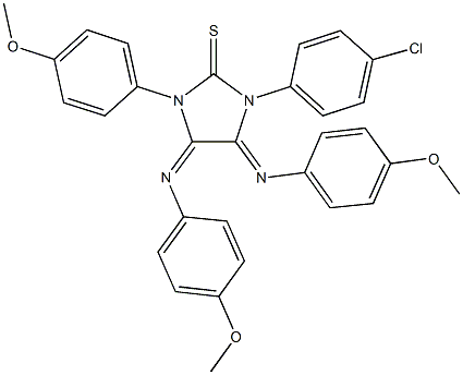 1-(4-chlorophenyl)-3-(4-methoxyphenyl)-4,5-bis[(4-methoxyphenyl)imino]imidazolidine-2-thione Struktur