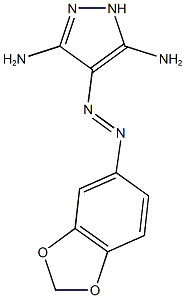 3-amino-4-(1,3-benzodioxol-5-yldiazenyl)-1H-pyrazol-5-ylamine Struktur