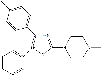 3-(4-methylphenyl)-5-(4-methyl-1-piperazinyl)-2-phenyl-1,2,4-thiadiazol-2-ium Struktur