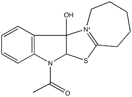 5-acetyl-12a-hydroxy-5H,5aH,7H,8H,9H,10H,11H,12aH-azepino[2',1':2,3][1,3]thiazolo[5,4-b]indol-12-ium Struktur