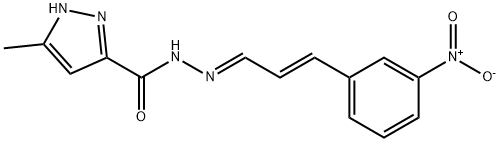 N'-(3-{3-nitrophenyl}-2-propenylidene)-3-methyl-1H-pyrazole-5-carbohydrazide Struktur