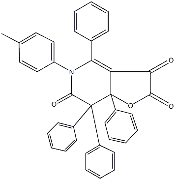 5-(4-methylphenyl)-4,7,7,7a-tetraphenyl-7,7a-dihydrofuro[3,2-c]pyridine-2,3,6(5H)-trione Struktur