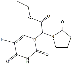 ethyl (5-iodo-2,4-dioxo-3,4-dihydro-1(2H)-pyrimidinyl)(2-oxo-1-pyrrolidinyl)acetate Struktur