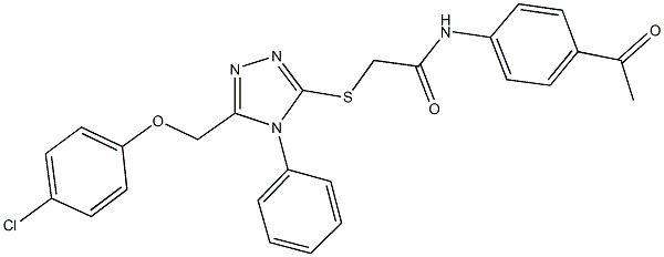 N-(4-acetylphenyl)-2-({5-[(4-chlorophenoxy)methyl]-4-phenyl-4H-1,2,4-triazol-3-yl}sulfanyl)acetamide Struktur