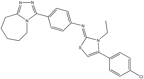 N-(4-(4-chlorophenyl)-3-ethyl-1,3-thiazol-2(3H)-ylidene)-N-[4-(6,7,8,9-tetrahydro-5H-[1,2,4]triazolo[4,3-a]azepin-3-yl)phenyl]amine Struktur