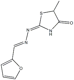 2-furaldehyde (5-methyl-4-oxo-1,3-thiazolidin-2-ylidene)hydrazone Struktur