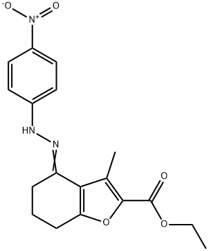 ethyl 4-({4-nitrophenyl}hydrazono)-3-methyl-4,5,6,7-tetrahydro-1-benzofuran-2-carboxylate Struktur