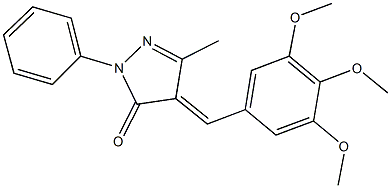 5-methyl-2-phenyl-4-(3,4,5-trimethoxybenzylidene)-2,4-dihydro-3H-pyrazol-3-one Struktur