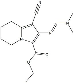 ethyl 1-cyano-2-{[(dimethylamino)methylene]amino}-5,6,7,8-tetrahydro-3-indolizinecarboxylate Struktur