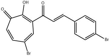 5-bromo-3-[3-(4-bromophenyl)acryloyl]-2-hydroxy-2,4,6-cycloheptatrien-1-one Struktur