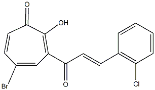 5-bromo-3-[3-(2-chlorophenyl)acryloyl]-2-hydroxy-2,4,6-cycloheptatrien-1-one Struktur