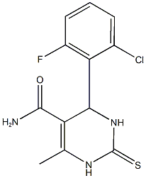 4-(2-chloro-6-fluorophenyl)-6-methyl-2-thioxo-1,2,3,4-tetrahydro-5-pyrimidinecarboxamide Struktur