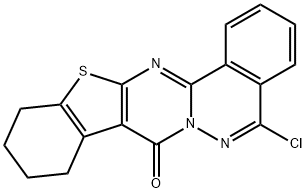 5-chloro-9,10,11,12-tetrahydro-8H-[1]benzothieno[2',3':4,5]pyrimido[2,1-a]phthalazin-8-one Struktur