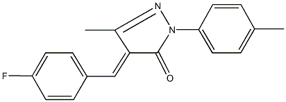 4-(4-fluorobenzylidene)-5-methyl-2-(4-methylphenyl)-2,4-dihydro-3H-pyrazol-3-one Struktur