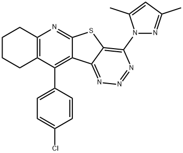 11-(4-chlorophenyl)-4-(3,5-dimethyl-1H-pyrazol-1-yl)-7,8,9,10-tetrahydro[1,2,3]triazino[4',5':4,5]thieno[2,3-b]quinoline Struktur