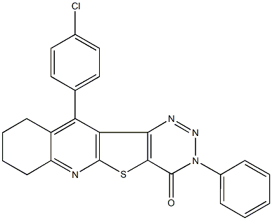 11-(4-chlorophenyl)-3-phenyl-7,8,9,10-tetrahydro[1,2,3]triazino[4',5':4,5]thieno[2,3-b]quinolin-4(3H)-one Struktur