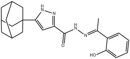 3-(1-adamantyl)-N'-[1-(2-hydroxyphenyl)ethylidene]-1H-pyrazole-5-carbohydrazide Struktur