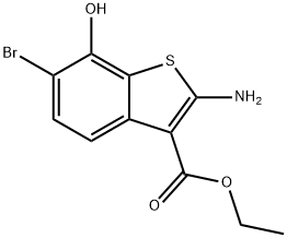 ethyl 2-amino-6-bromo-7-hydroxy-1-benzothiophene-3-carboxylate Struktur