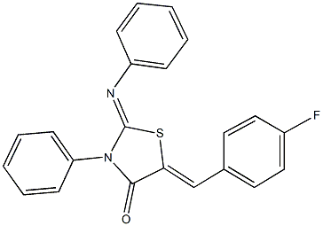 5-(4-fluorobenzylidene)-3-phenyl-2-(phenylimino)-1,3-thiazolidin-4-one Struktur