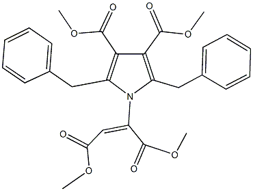 dimethyl 2,5-dibenzyl-1-[3-methoxy-1-(methoxycarbonyl)-3-oxo-1-propenyl]-1H-pyrrole-3,4-dicarboxylate Struktur