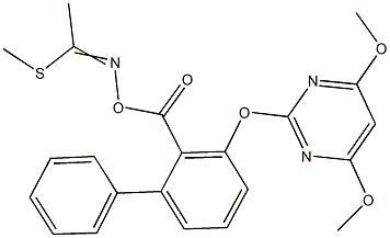 methyl N-[({3-[(4,6-dimethoxy-2-pyrimidinyl)oxy][1,1'-biphenyl]-2-yl}carbonyl)oxy]ethanimidothioate Struktur