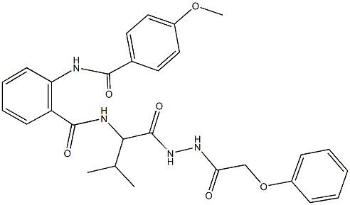 2-[(4-methoxybenzoyl)amino]-N-(2-methyl-1-{[2-(phenoxyacetyl)hydrazino]carbonyl}propyl)benzamide Struktur