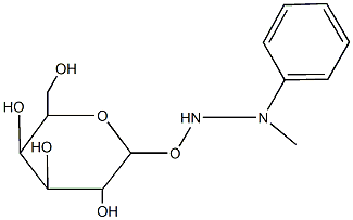 2-(hydroxymethyl)-6-[(2-methyl-2-phenylhydrazino)oxy]tetrahydro-2H-pyran-3,4,5-triol Struktur