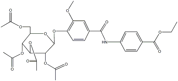 ethyl 4-({3-methoxy-4-[(2,3,4,6-tetra-O-acetylhexopyranosyl)oxy]benzoyl}amino)benzoate Struktur