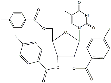 4-[(4-methylbenzoyl)oxy]-5-{[(4-methylbenzoyl)oxy]methyl}-2-(5-methyl-2,4-dioxo-3,4-dihydro-1(2H)-pyrimidinyl)tetrahydro-3-furanyl 4-methylbenzoate Struktur