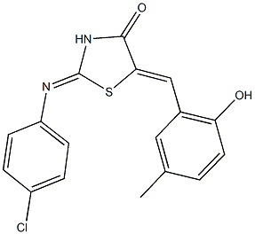 2-[(4-chlorophenyl)imino]-5-(2-hydroxy-5-methylbenzylidene)-1,3-thiazolidin-4-one Struktur