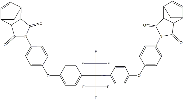 4-(4-{4-[1-{4-[4-(3,5-dioxo-4-azatricyclo[5.2.1.0~2,6~]dec-8-en-4-yl)phenoxy]phenyl}-2,2,2-trifluoro-1-(trifluoromethyl)ethyl]phenoxy}phenyl)-4-azatricyclo[5.2.1.0~2,6~]dec-8-ene-3,5-dione Struktur