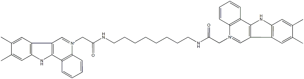 5-{2-[(8-{[(8,9-dimethyl-11H-indolo[3,2-c]quinolin-5-ium-5-yl)acetyl]amino}octyl)amino]-2-oxoethyl}-8,9-dimethyl-11H-indolo[3,2-c]quinolin-5-ium Struktur