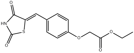 ethyl {4-[(2,4-dioxo-1,3-thiazolidin-5-ylidene)methyl]phenoxy}acetate Struktur